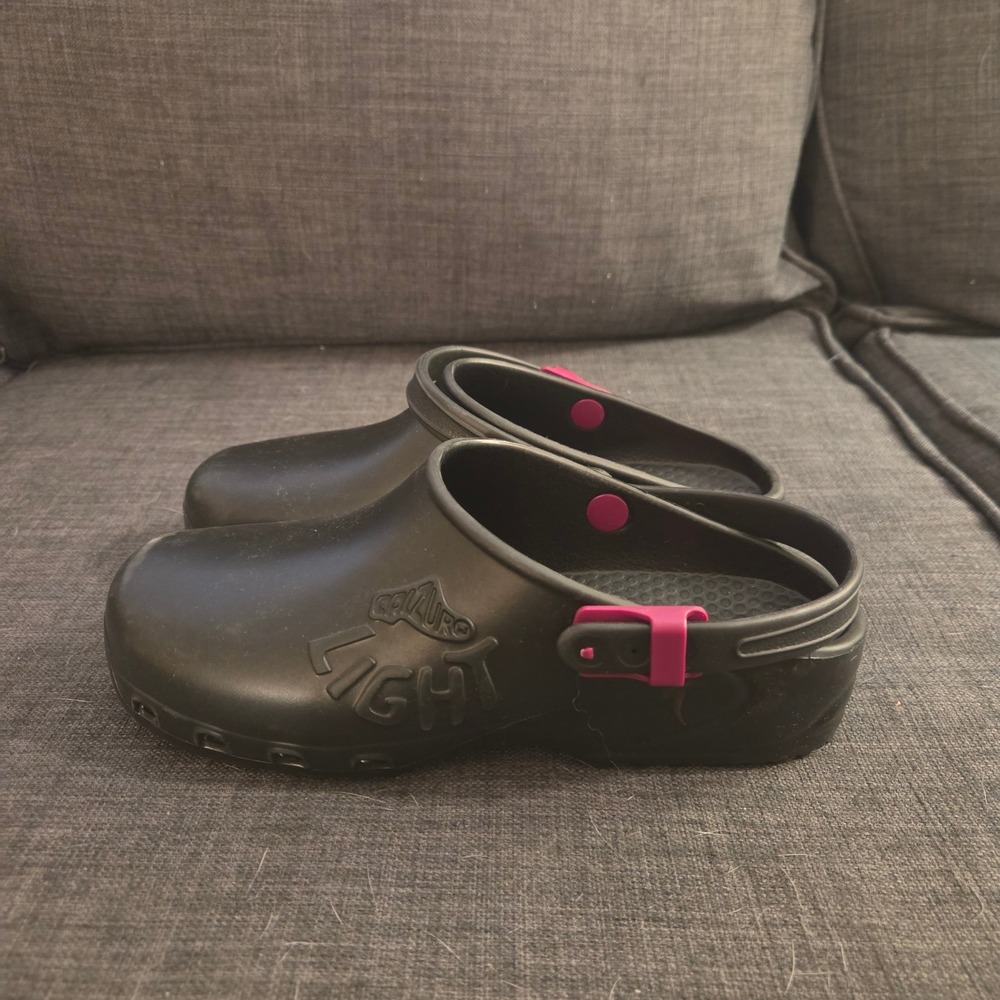 Calzuro Light Black Professional Clogs Pink Strap Made in Italy EU 39 Womens 9